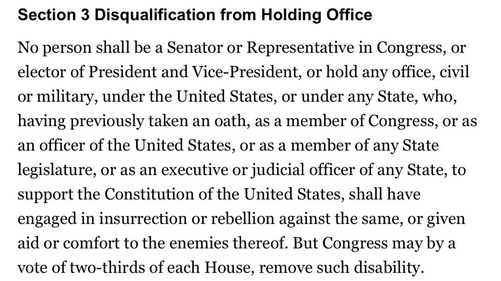 US Constitution Section 3 Disqualification