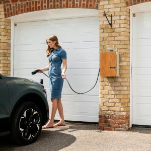 Stylish and functional home EV charger blending seamlessly with modern home exteriors. Photo by Andersen EV.